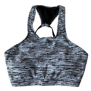 TYR Sports Bra Swim Top Tie Open Back Gray Blue Black Marled Size Small SAMPLE